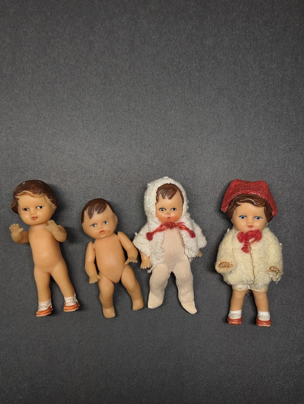 4 X Vintage 1960's Ari German Small Rubber Baby Dolls